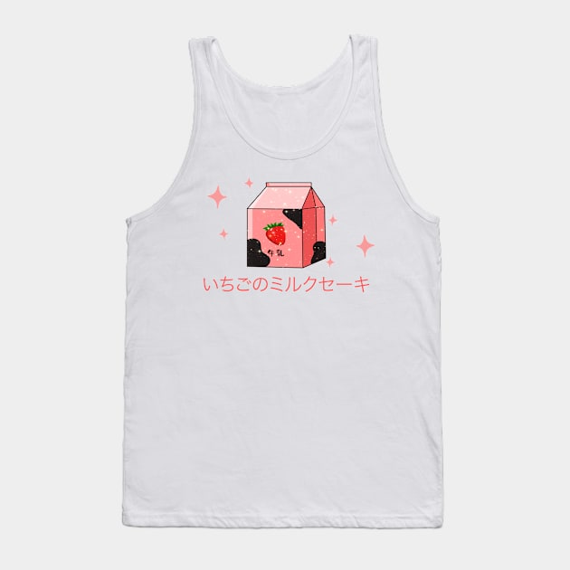 Japanese aesthetics kawaii strawberry milk shake Tank Top by Vintage Dream